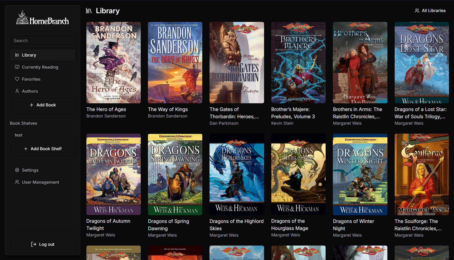 HomeBranch library view